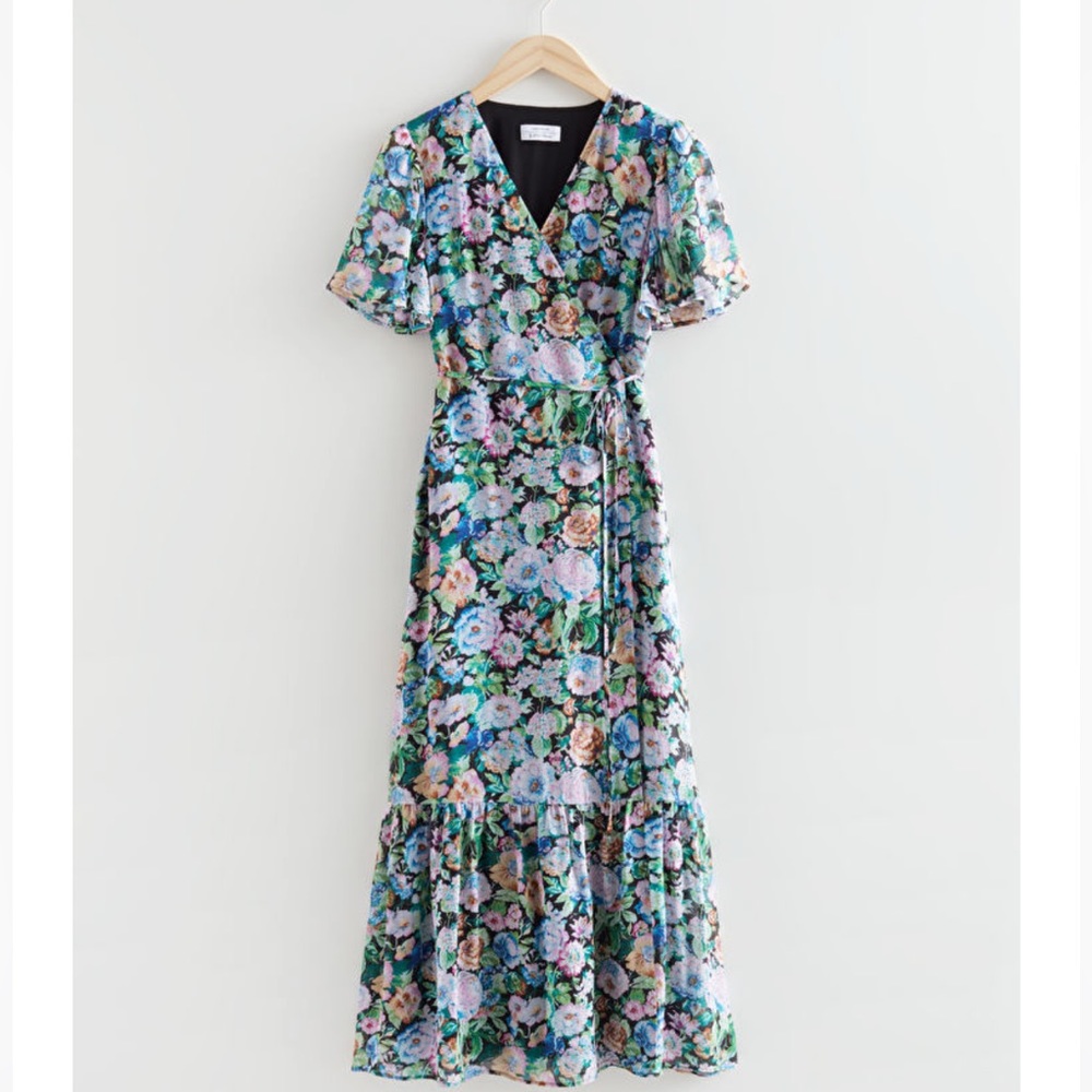 & Other Stories- Flutter Sleeve Wrap Midi Dress